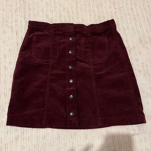Brandy Melville corduroy maroon button skirt
